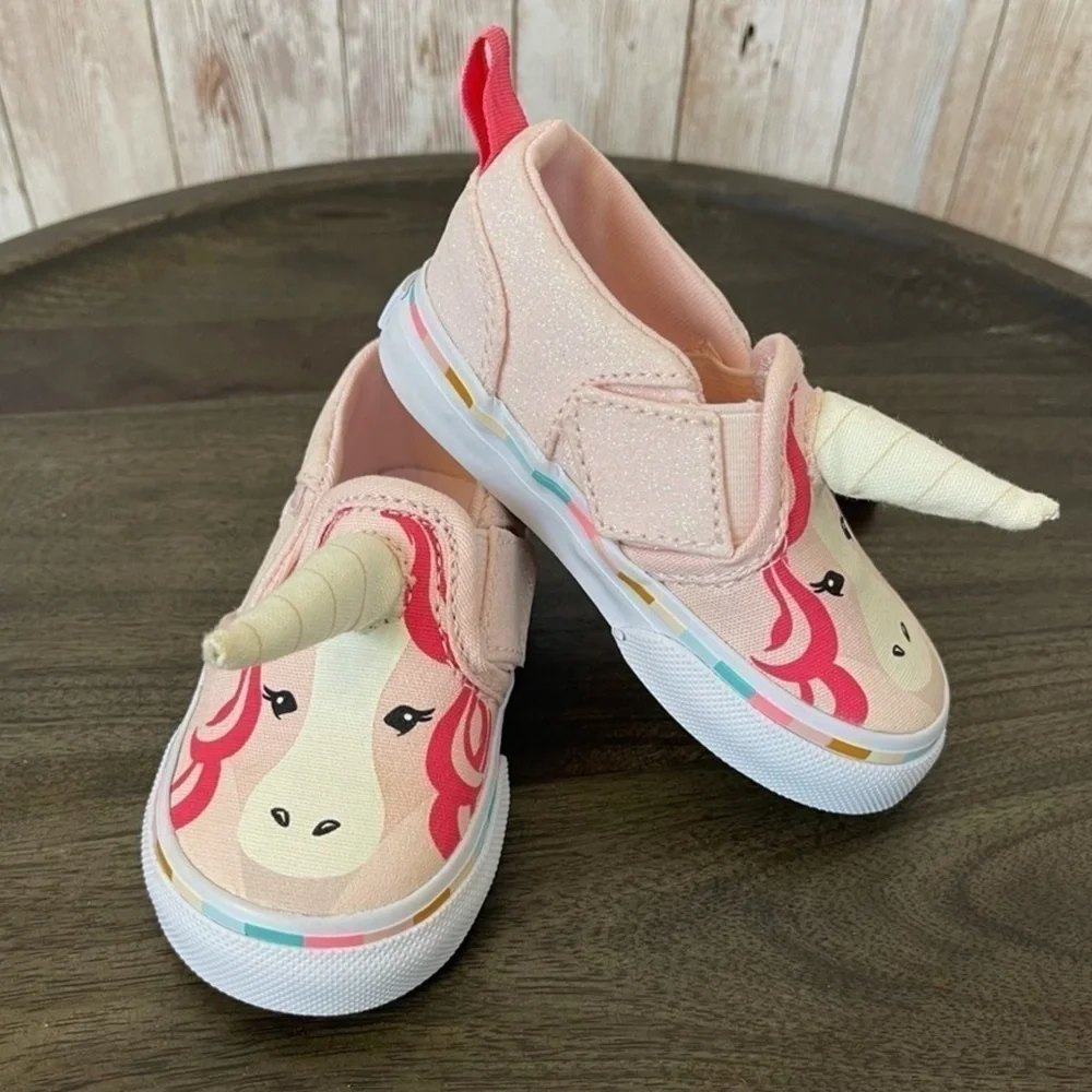Vans Asher V Slip-On Pink Unicorn Sneaker Size 4.5 Toddler‎